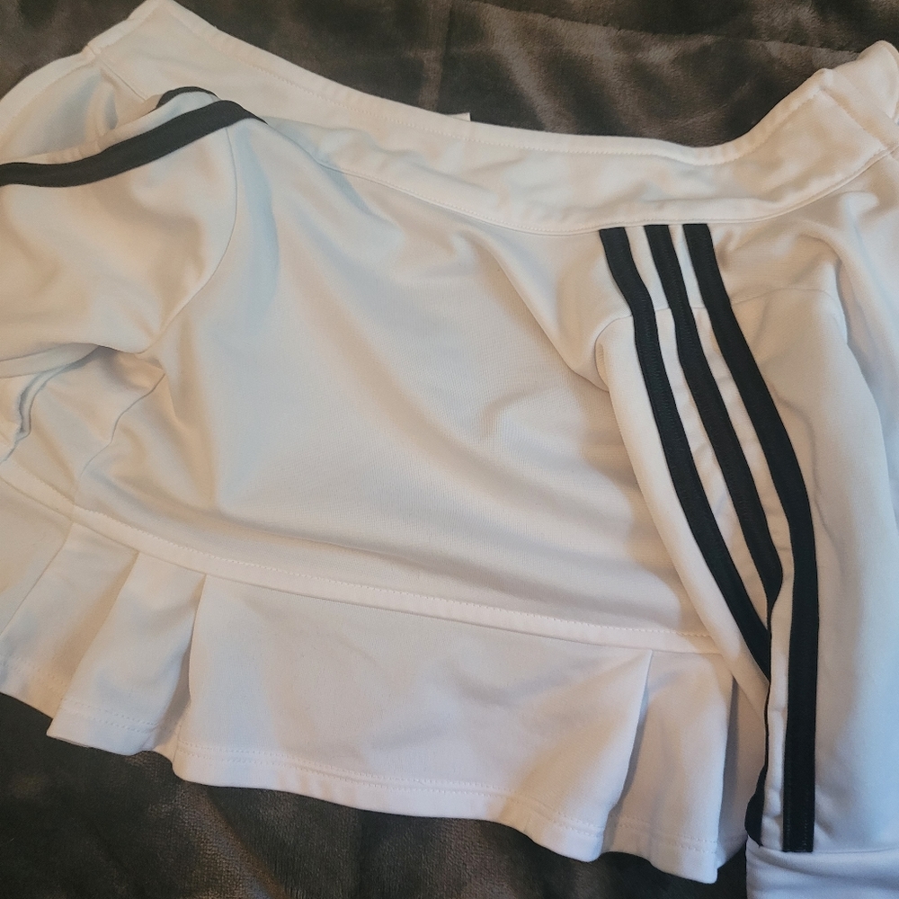 Adidas White Ruffle Bottom Zip-Up Jacket - Picture 4 of 8